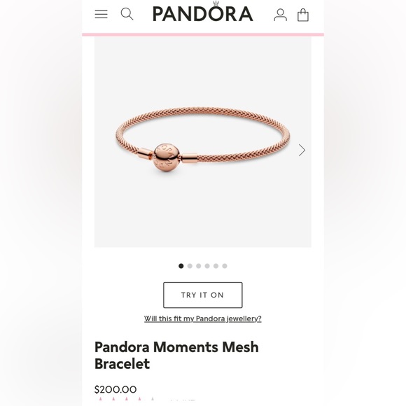 NWOT Gold Pandora Moments 18K Gold Plated Mesh Bracelet w/ Rose Gold Charms - Picture 13 of 13